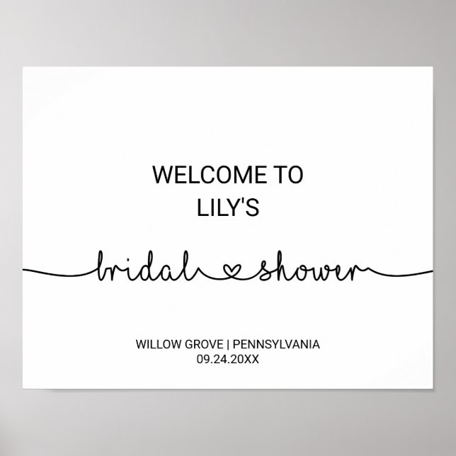 Love Hearts Bridal Shower Welcome Poster (Front)