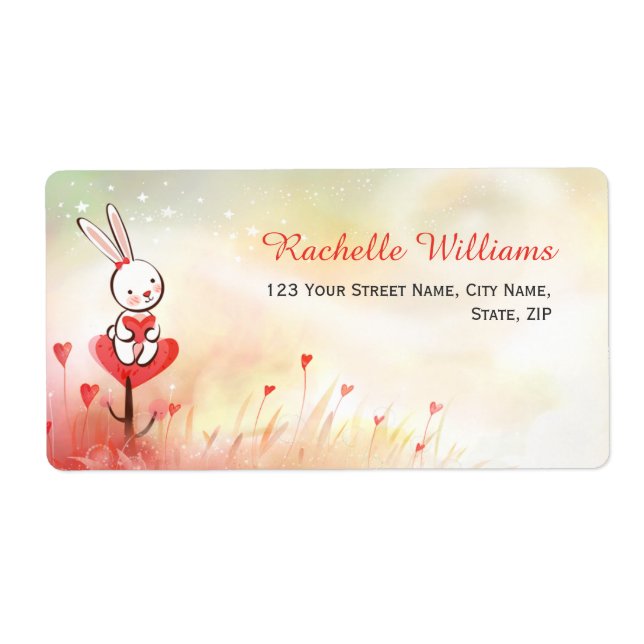 Love Hearts Bunny Shipping Labels (Front)