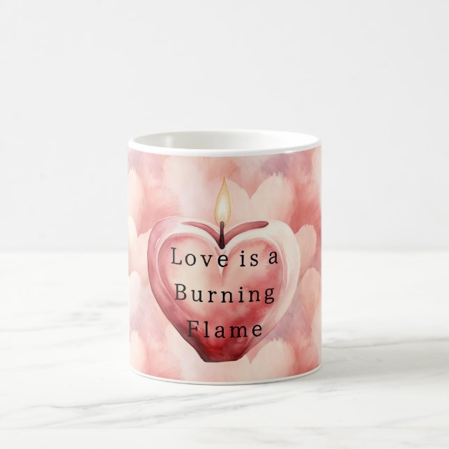 Love Hearts Burning Flame Candle Coffee Mug (Center)