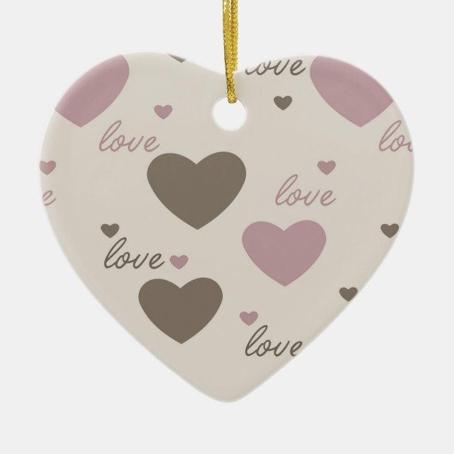 Love Hearts Ceramic Ornament (Front)