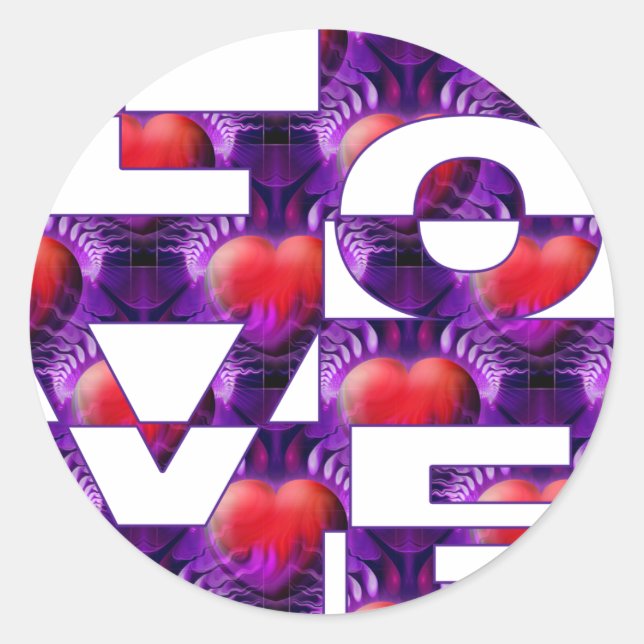 LOVE hearts Classic Round Sticker (Front)