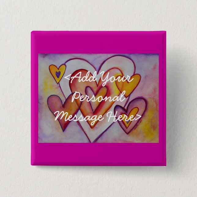 Love Hearts Custom Personalized Button Pins (Front)