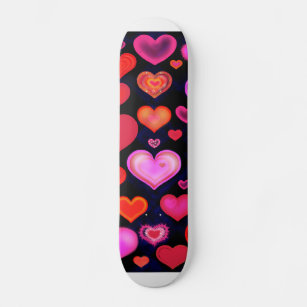 Love Hearts cute drawing eclectic vintage Skate Bo Skateboard