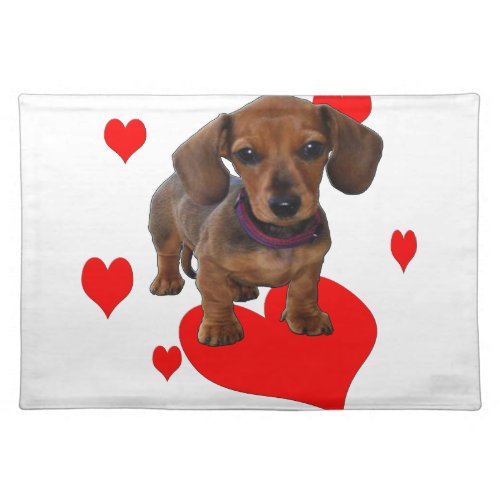 Love Hearts Dachsies _ Dachshund Placemat