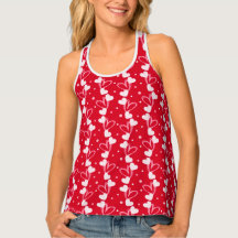 Love Hearts Doddles, Red, Women's Tank Top