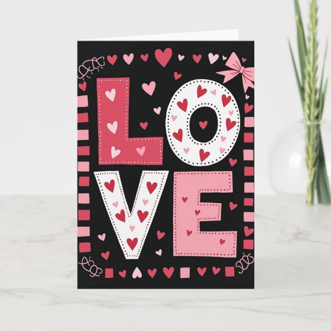 Love Hearts Dotted Craft Card (Front)