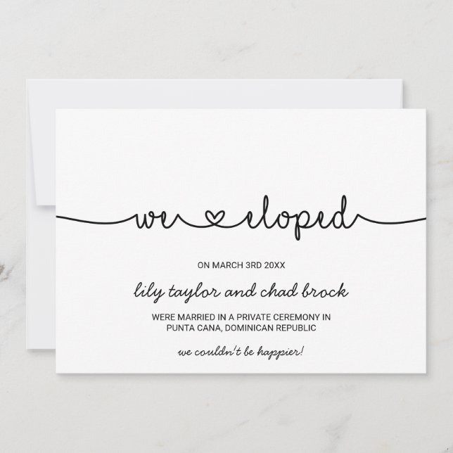 Love Hearts Elopement Announcement (Front)