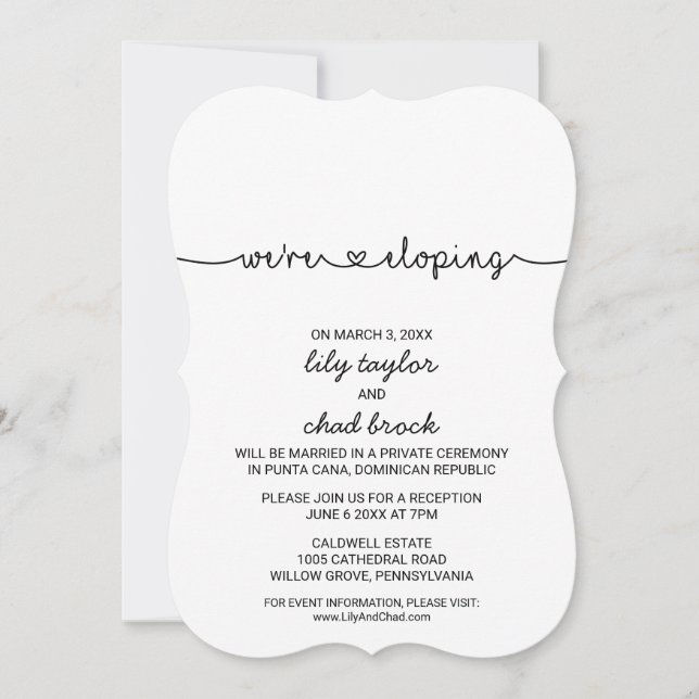 Love Hearts Elopement Reception Invitation (Front)