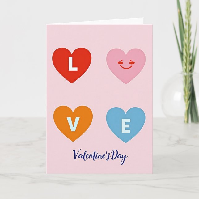 Love Hearts Faux Gold Foil Card (Front)