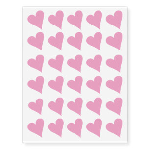 Love Hearts Girly Pink Fun Temporary Tattoos