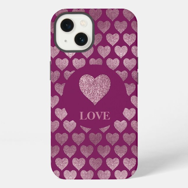 LOVE Hearts Glitter Pattern Iphone Case (Back)