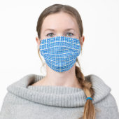 Love Hearts Grid Pattern Classic Blue Through Aqua Adult Cloth Face Mask (Worn)