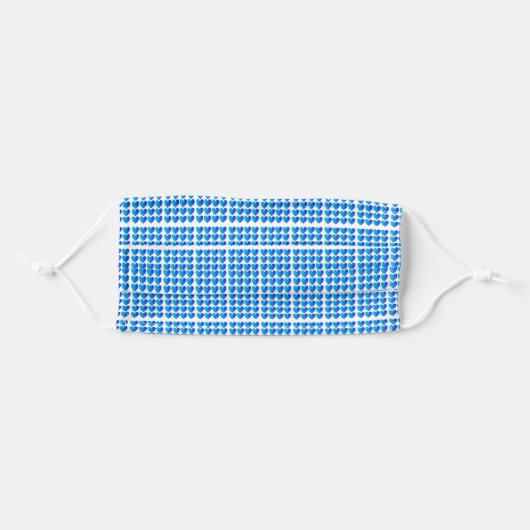 Love Hearts Grid Pattern Classic Blue Through Aqua Adult Cloth Face Mask (Front, Folded)