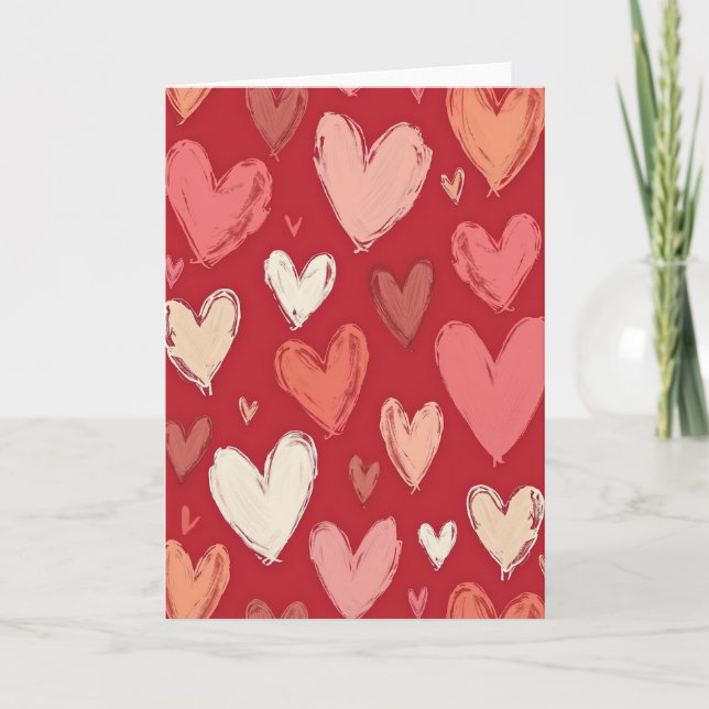 Love Hearts Hand Painted Card (Front)