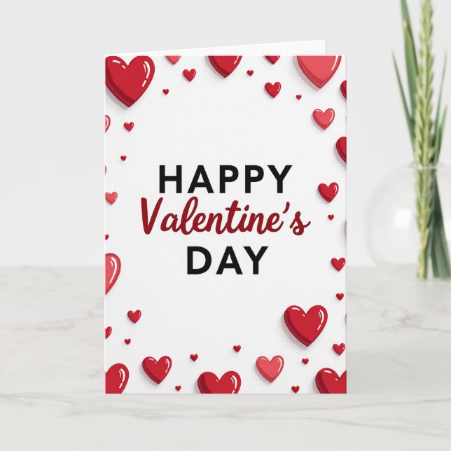 Love Hearts Happy Valentines Day Card (Front)