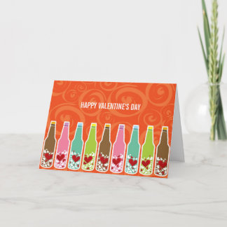 Love & Hearts In Bottles Whimsical Valentine's Day Holiday Card
