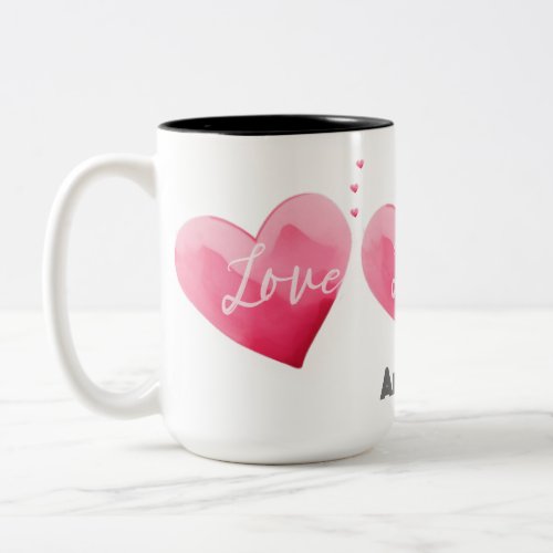 Love Hearts in Pink For Valentines Day Two_Tone Coffee Mug