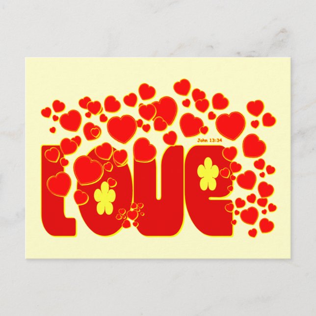 Love Hearts - John 13:34 Postcard (Front)