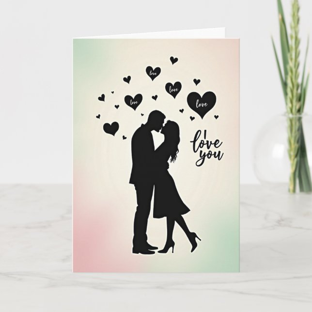 Love Hearts Kiss Ombre Card (Front)