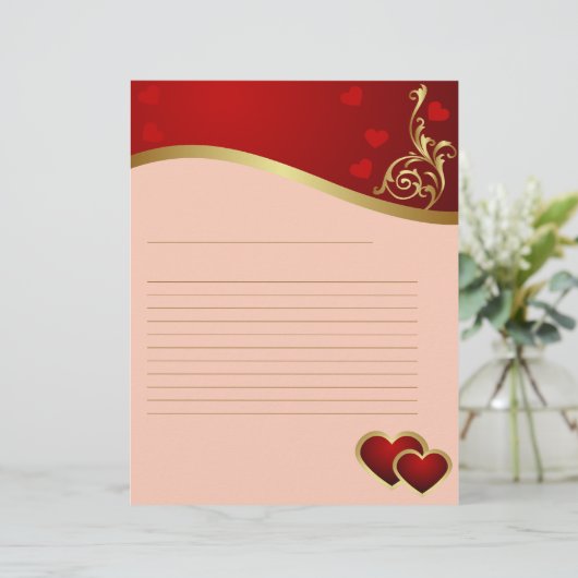 Love Hearts Lined Letterhead (Standing Front)