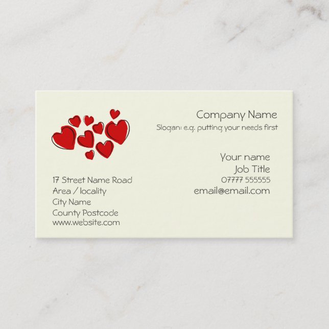 Love Hearts logo Business Card (Front)