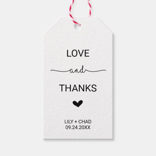 Love Hearts Love and Thanks Gift Tags