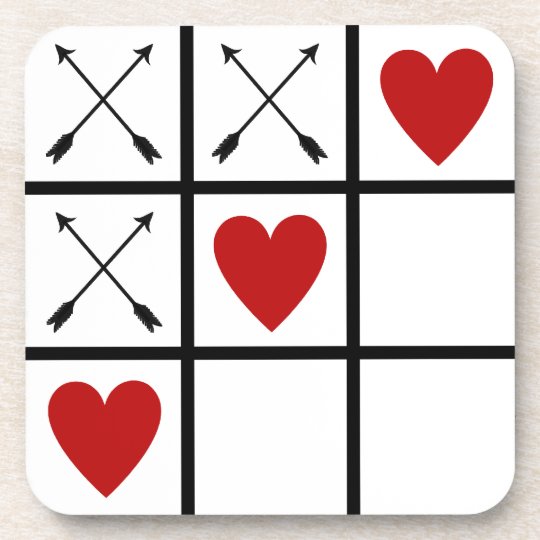 LOVE HEARTS 'n ARROWS Tic Tac Toe Coaster | Zazzle.com