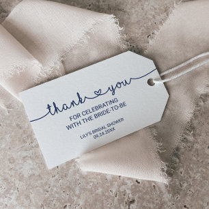 Love Hearts Navy Blue Thank You Favor Gift Tags