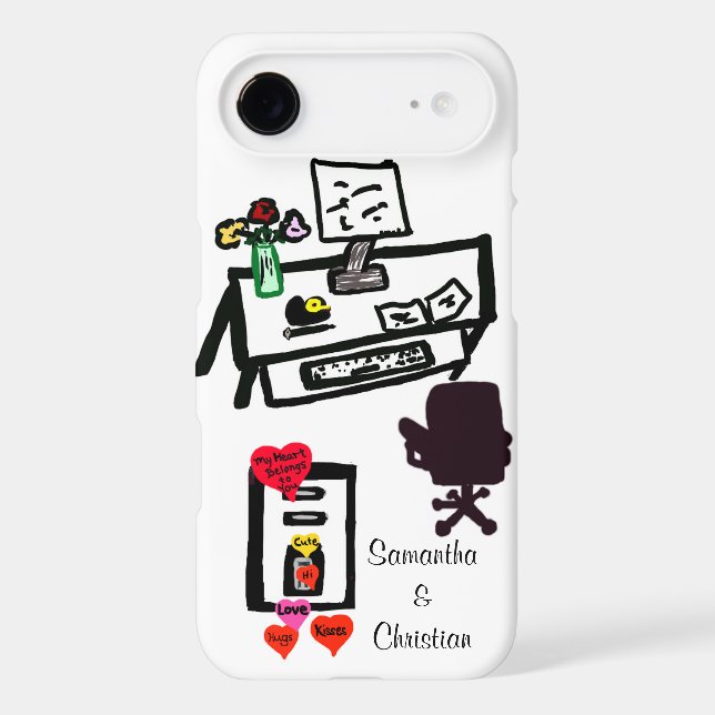 Love Hearts Office Desk Names Case-Mate iPhone Case (Back)
