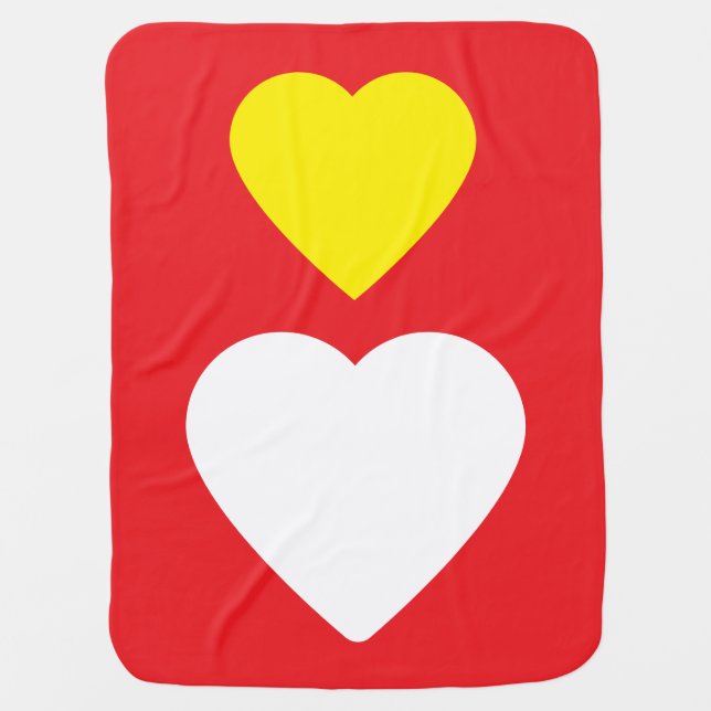 Love Hearts on Bright Red Classical Unique Simple Baby Blanket (Front)