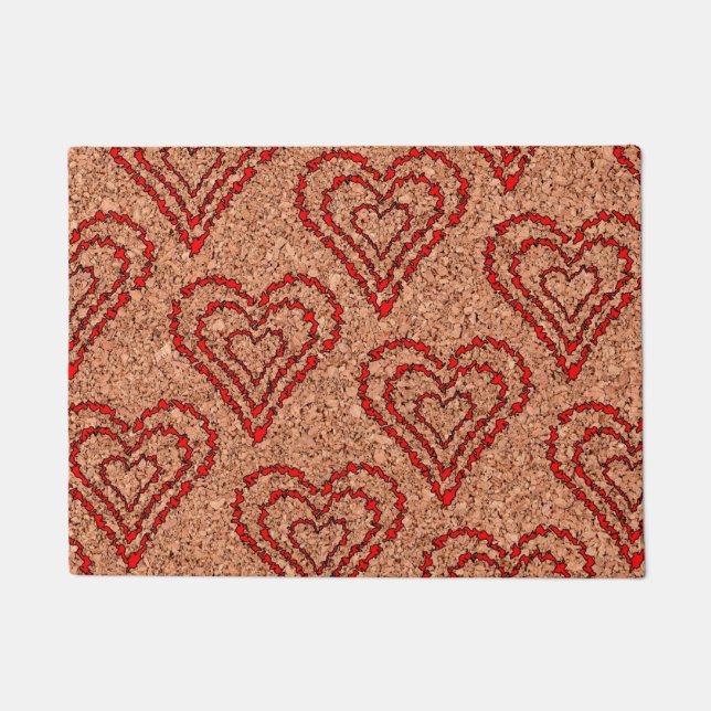 Love Hearts on Cork Board Doormat (Front)