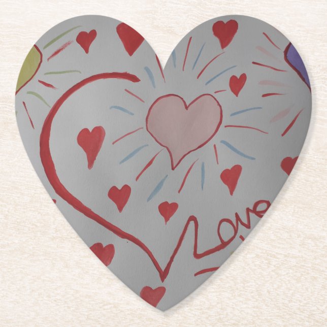Love Hearts Paper Coaster (Front)