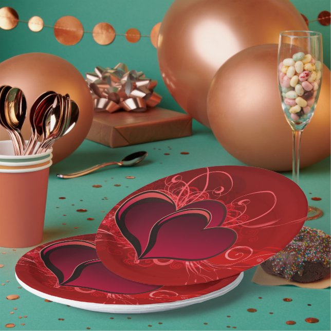 Love & Hearts Paper Plates (Multi)