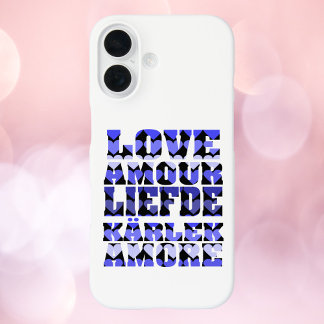 Love Hearts Pattern Blue iPhone 16 Case