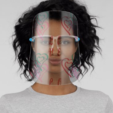 Love Hearts Pattern in Gray Background Face Shield Love Hearts Pattern in Gray Background Face Shield
