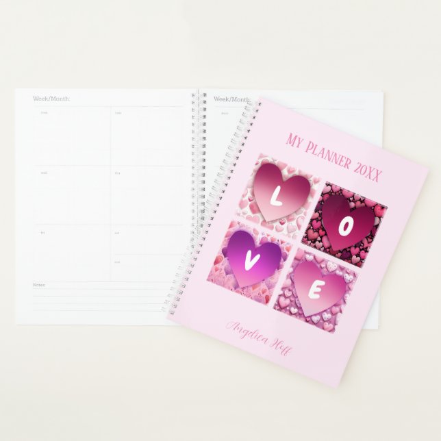  LOVE Hearts Personalized name Planner (Display)