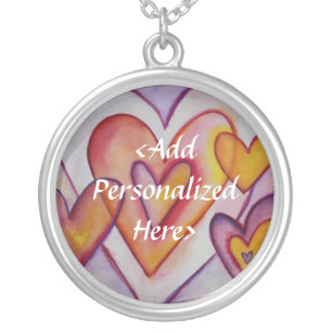 Love Hearts Personalized Silver Charm Necklace