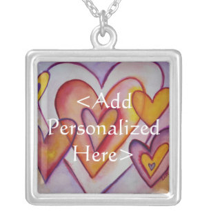 Love Hearts Personalized Silver Pendant Necklace