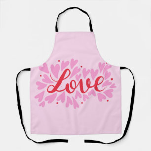 Love hearts - pink and red apron