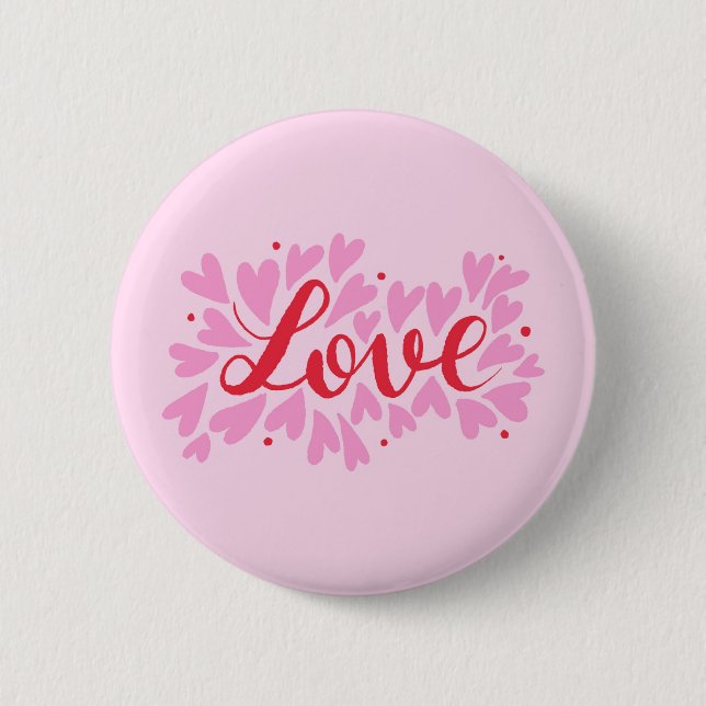 Love hearts - pink and red button (Front)