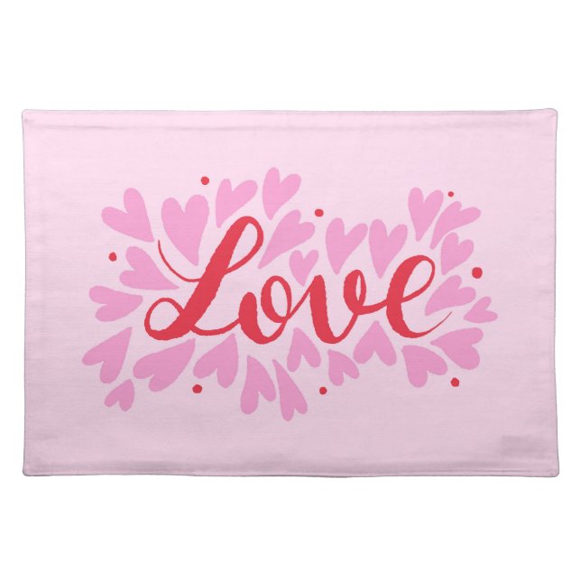Love hearts - pink and red cloth placemat (Front)