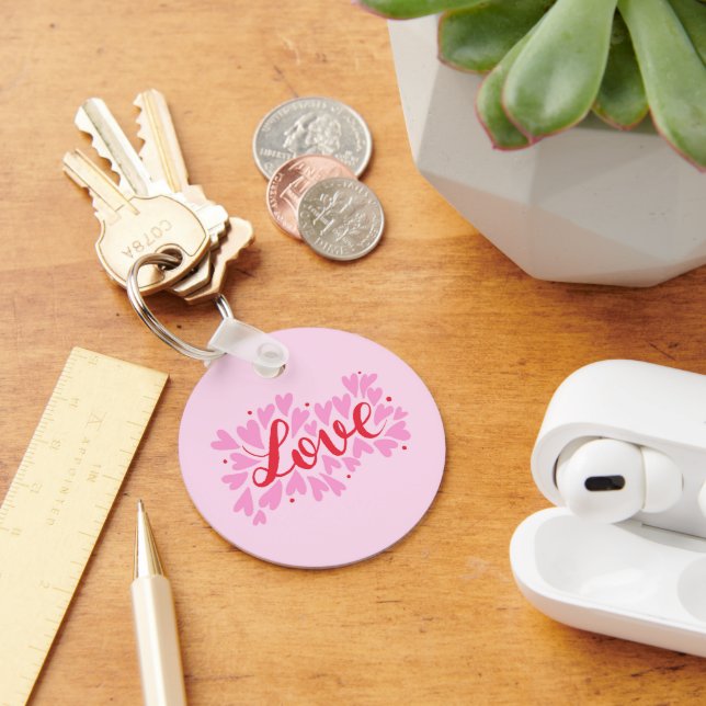 Love hearts - pink and red keychain (Desk)