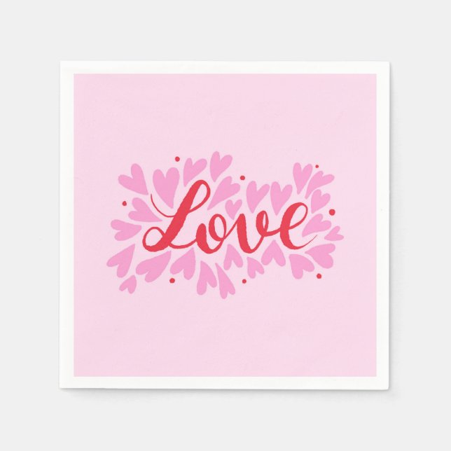 Love hearts - pink and red napkins (Front)