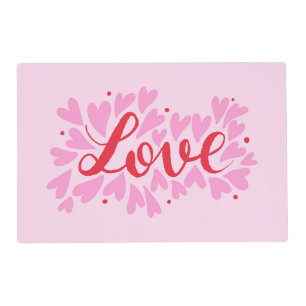 Love hearts - pink and red placemat