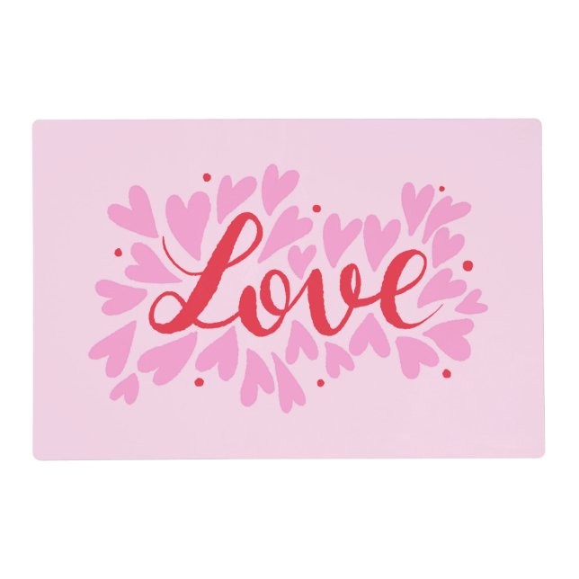 Love hearts - pink and red placemat (Front)