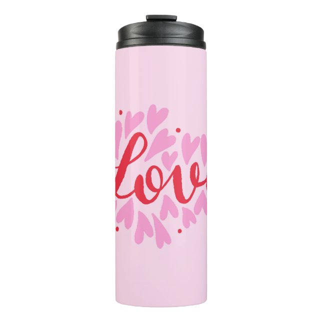 Love hearts - pink and red thermal tumbler (Front)