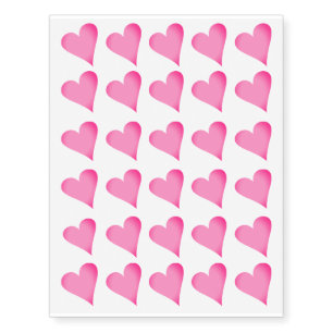 Love Hearts Pink Temporary Tattoos