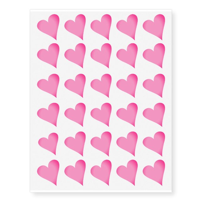 Love Hearts Pink Temporary Tattoos (Front)
