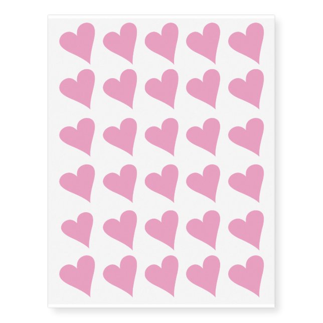 Love Hearts Pink Temporary Tattoos (Front)