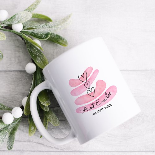 Love Hearts Pink Watercolor Pregnancy Announcement Coffee Mug